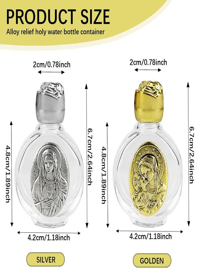 LCJAOF 2pcs Holy Water Bottle Decorative Bottles Holy Water Container Religious Containers for Holy Water or Oil for Catholic Christian Parties Church (Gold Silver 2) - Image 2